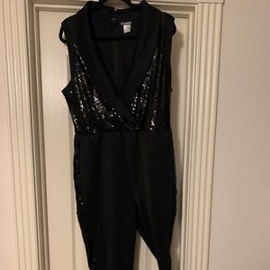 Sequin tuxedo jumpsuit